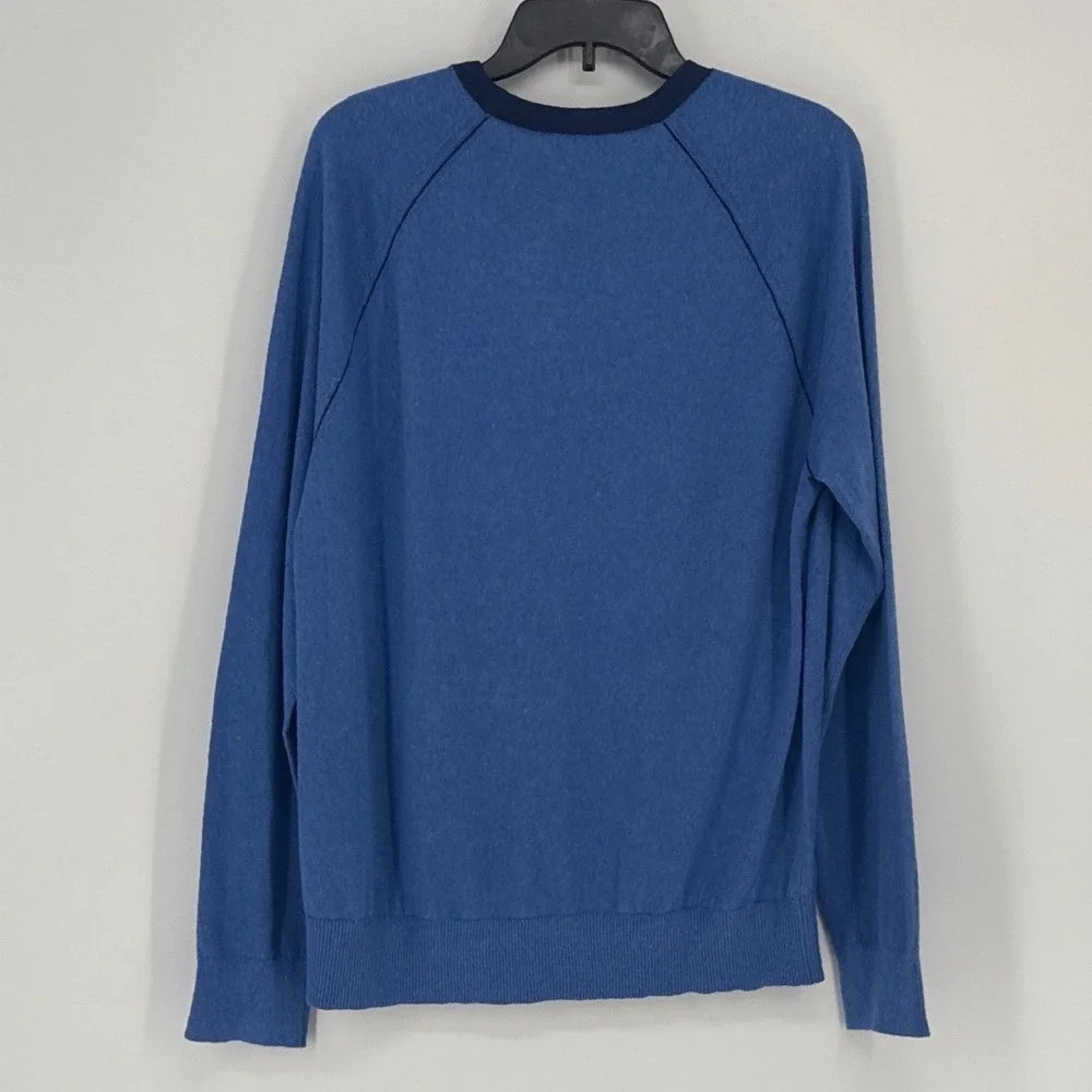 Banana Republic Silk Linen Mens Sweater Large Blue Raglan Crew Neck Luxury Knit
